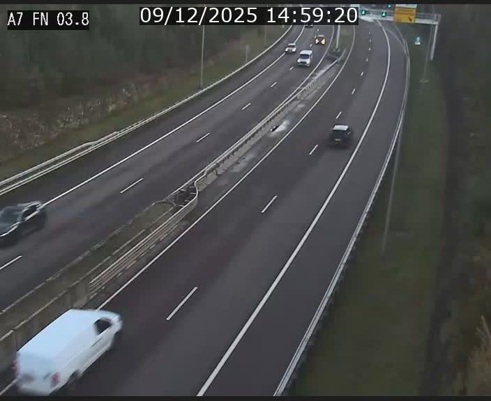 Caméra autoroute Luxembourg A7 - Passage à gibier Rëngelbour - direction Tunnel Stafelter