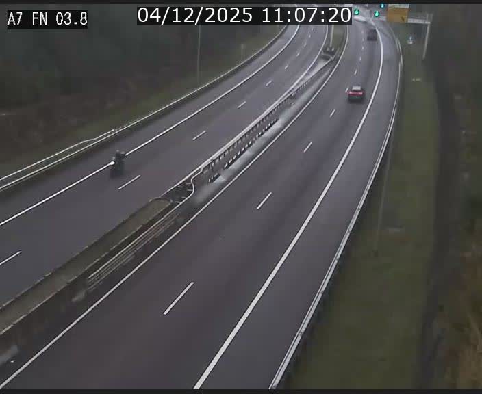 <h2>Caméra autoroute Luxembourg A7 - Passage à gibier Rëngelbour - direction Tunnel Stafelter</h2>