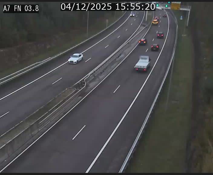 <h2>Caméra autoroute Luxembourg A7 - Passage à gibier Rëngelbour - direction Tunnel Stafelter</h2>