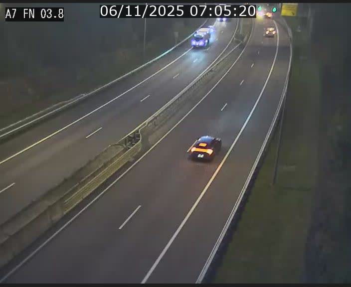 Caméra autoroute Luxembourg A7 - Passage à gibier Rëngelbour - direction Tunnel Stafelter
