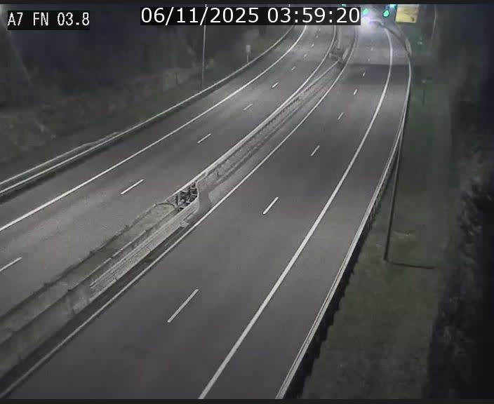 Caméra autoroute Luxembourg A7 - Passage à gibier Rëngelbour - direction Tunnel Stafelter