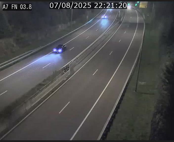 <h2>Caméra autoroute Luxembourg A7 - Passage à gibier Rëngelbour - direction Tunnel Stafelter</h2>