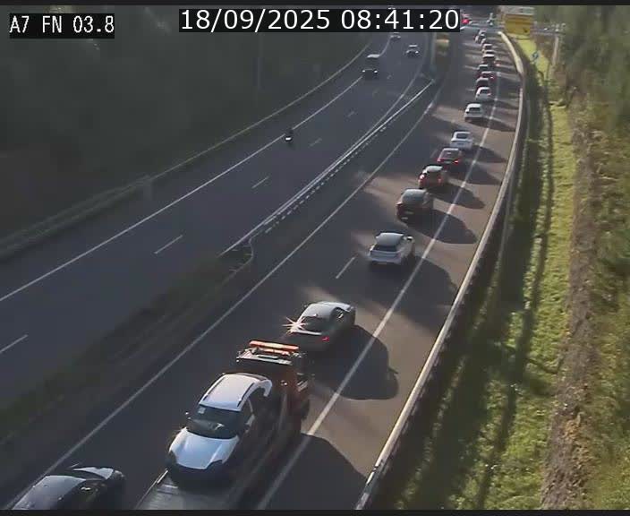 <h2>Caméra autoroute Luxembourg A7 - Passage à gibier Rëngelbour - direction Tunnel Stafelter</h2>