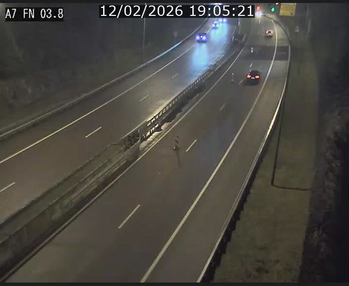 Caméra autoroute Luxembourg A7 - Passage à gibier Rëngelbour - direction Tunnel Stafelter