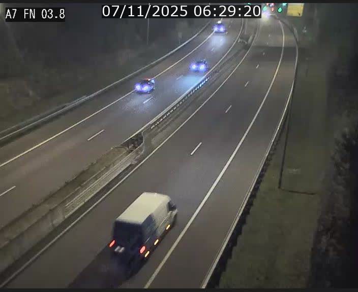 <h2>Caméra autoroute Luxembourg A7 - Passage à gibier Rëngelbour - direction Tunnel Stafelter</h2>