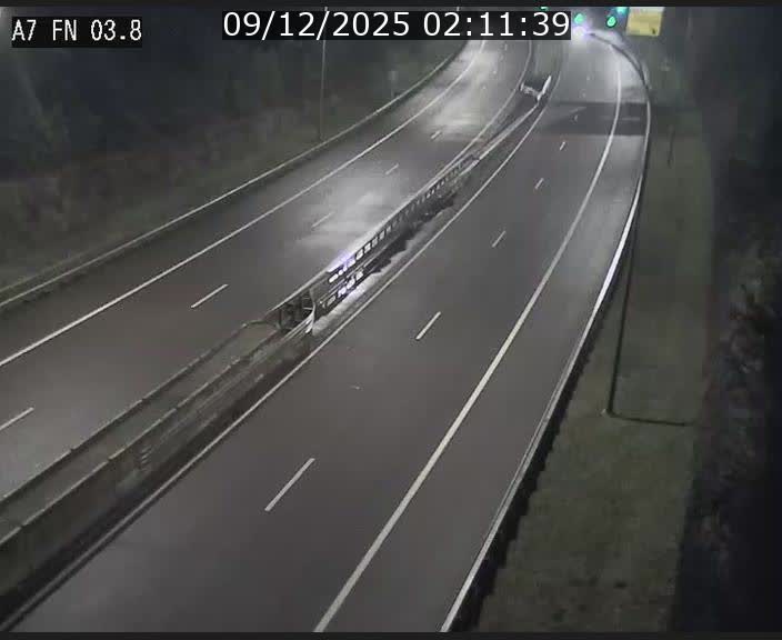 Caméra autoroute Luxembourg A7 - Passage à gibier Rëngelbour - direction Tunnel Stafelter