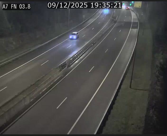 Caméra autoroute Luxembourg A7 - Passage à gibier Rëngelbour - direction Tunnel Stafelter