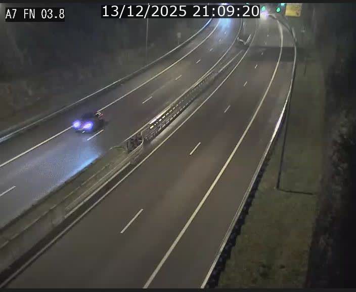Caméra autoroute Luxembourg A7 - Passage à gibier Rëngelbour - direction Tunnel Stafelter