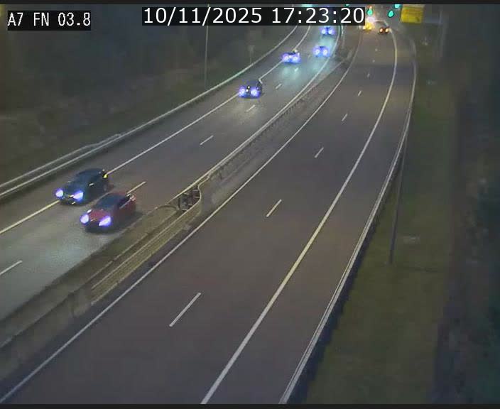 Caméra autoroute Luxembourg A7 - Passage à gibier Rëngelbour - direction Tunnel Stafelter