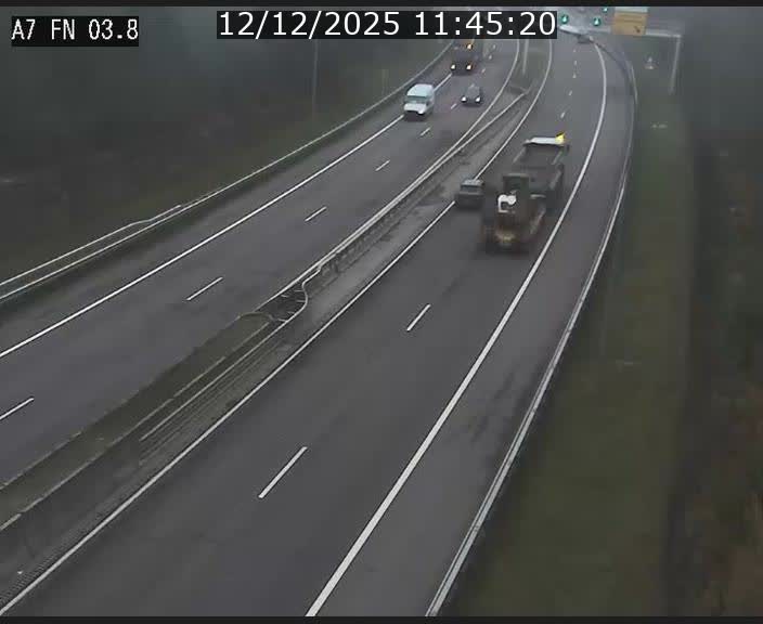 Caméra autoroute Luxembourg A7 - Passage à gibier Rëngelbour - direction Tunnel Stafelter