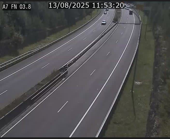 <h2>Caméra autoroute Luxembourg A7 - Passage à gibier Rëngelbour - direction Tunnel Stafelter</h2>