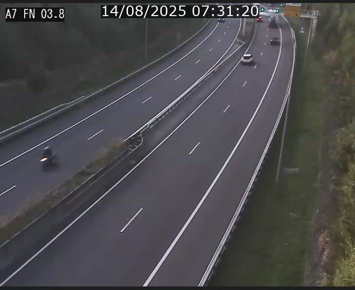 <h2>Caméra autoroute Luxembourg A7 - Passage à gibier Rëngelbour - direction Tunnel Stafelter</h2>