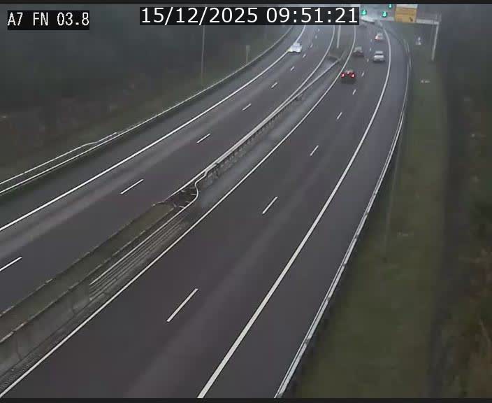 Caméra autoroute Luxembourg A7 - Passage à gibier Rëngelbour - direction Tunnel Stafelter