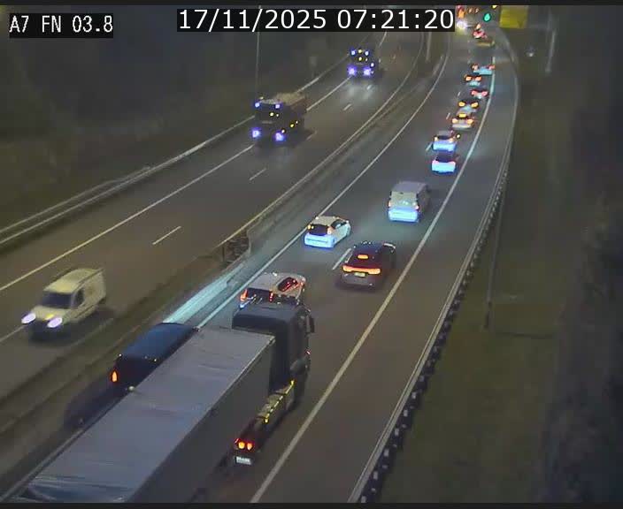 Caméra autoroute Luxembourg A7 - Passage à gibier Rëngelbour - direction Tunnel Stafelter