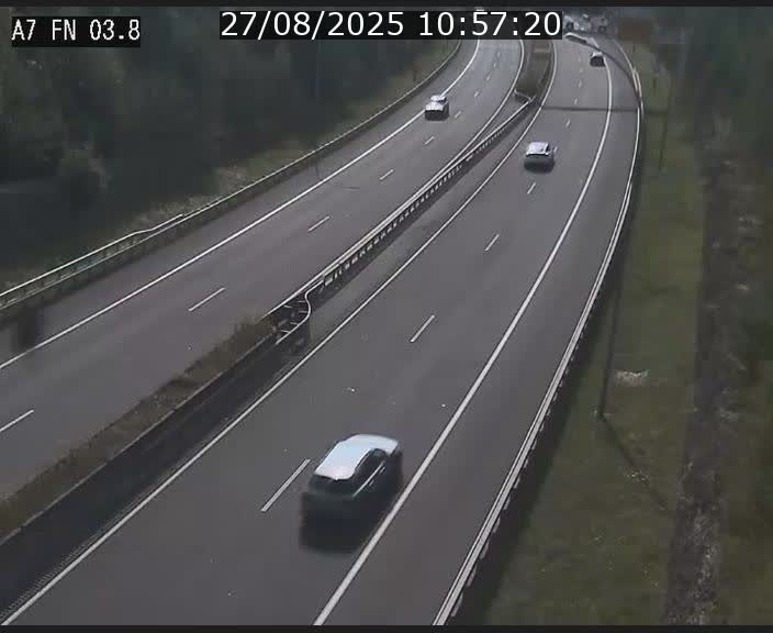 <h2>Caméra autoroute Luxembourg A7 - Passage à gibier Rëngelbour - direction Tunnel Stafelter</h2>