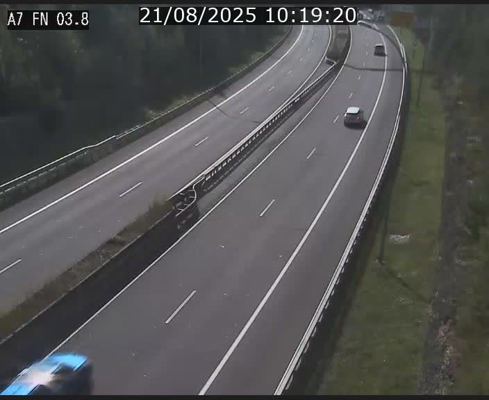 <h2>Caméra autoroute Luxembourg A7 - Passage à gibier Rëngelbour - direction Tunnel Stafelter</h2>