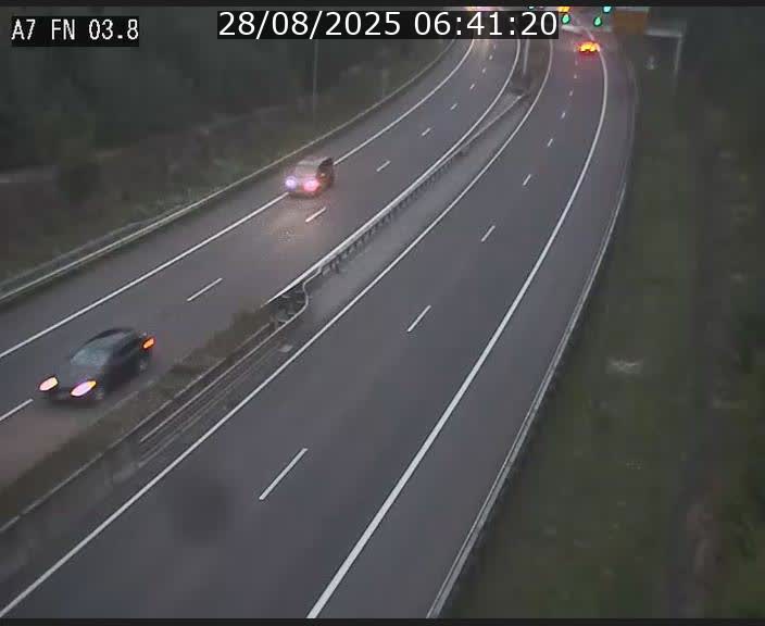 Caméra autoroute Luxembourg A7 - Passage à gibier Rëngelbour - direction Tunnel Stafelter