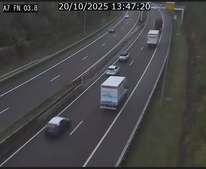 Caméra autoroute Luxembourg A7 - Passage à gibier Rëngelbour - direction Tunnel Stafelter