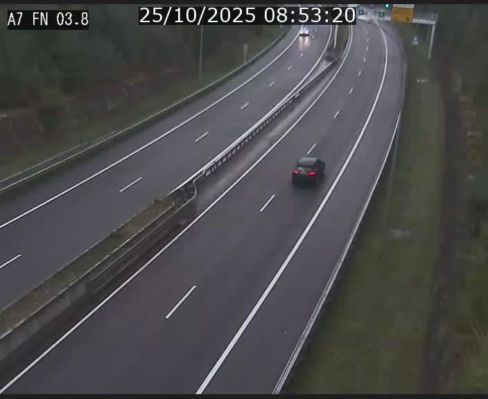 Caméra autoroute Luxembourg A7 - Passage à gibier Rëngelbour - direction Tunnel Stafelter