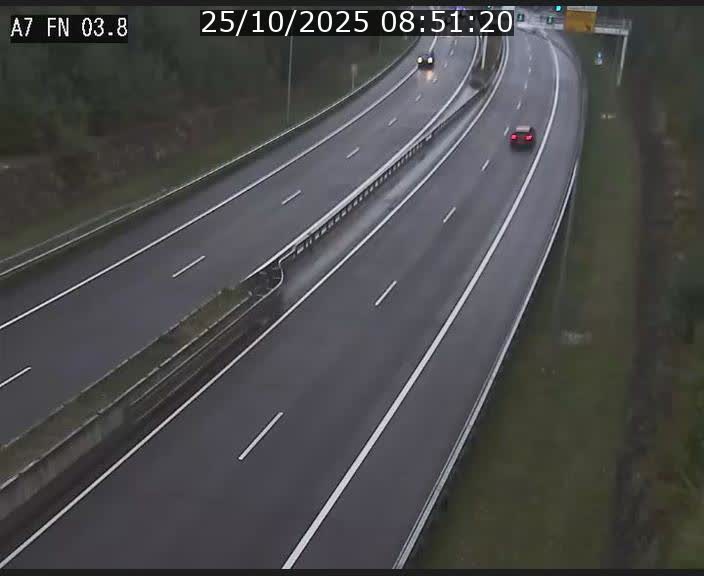 Caméra autoroute Luxembourg A7 - Passage à gibier Rëngelbour - direction Tunnel Stafelter