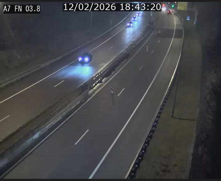 Caméra autoroute Luxembourg A7 - Passage à gibier Rëngelbour - direction Tunnel Stafelter