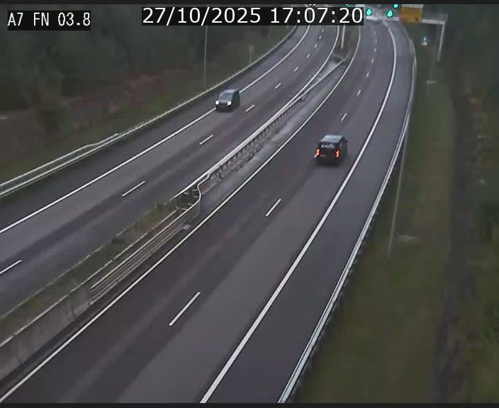<h2>Caméra autoroute Luxembourg A7 - Passage à gibier Rëngelbour - direction Tunnel Stafelter</h2>