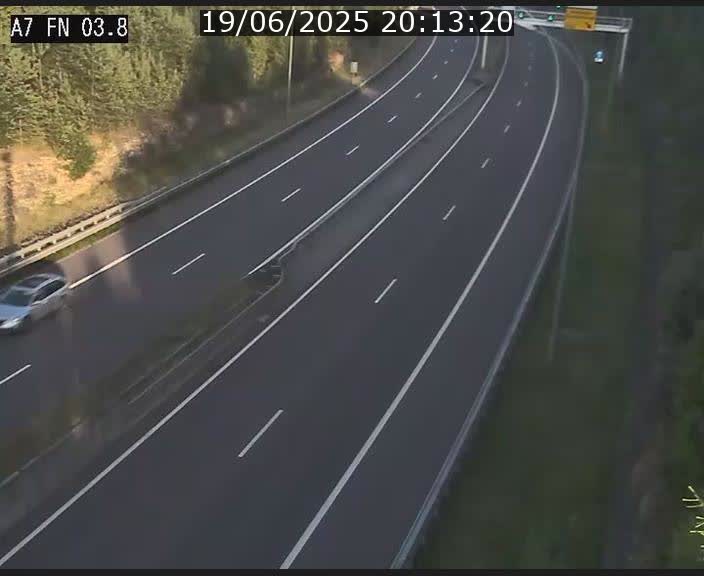 Caméra autoroute Luxembourg A7 - Passage à gibier Rëngelbour - direction Tunnel Stafelter