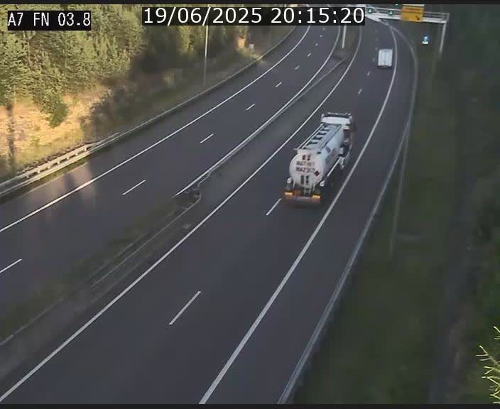 Caméra autoroute Luxembourg A7 - Passage à gibier Rëngelbour - direction Tunnel Stafelter