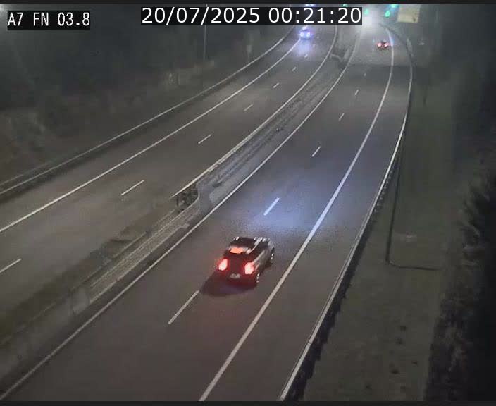 <h2>Caméra autoroute Luxembourg A7 - Passage à gibier Rëngelbour - direction Tunnel Stafelter</h2>