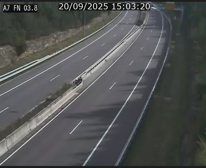 Caméra autoroute Luxembourg A7 - Passage à gibier Rëngelbour - direction Tunnel Stafelter
