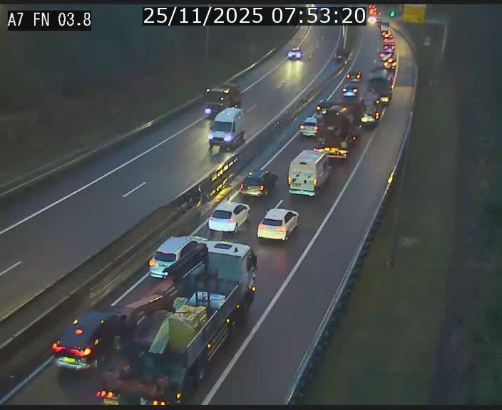 <h2>Caméra autoroute Luxembourg A7 - Passage à gibier Rëngelbour - direction Tunnel Stafelter</h2>
