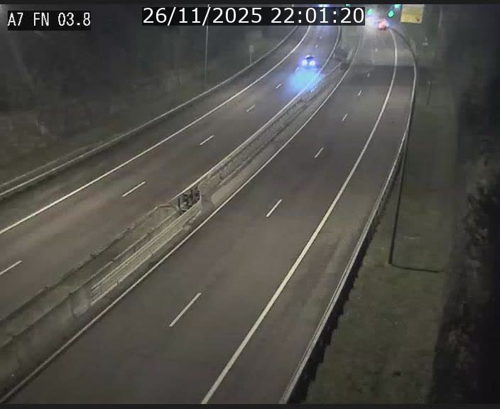 <h2>Caméra autoroute Luxembourg A7 - Passage à gibier Rëngelbour - direction Tunnel Stafelter</h2>