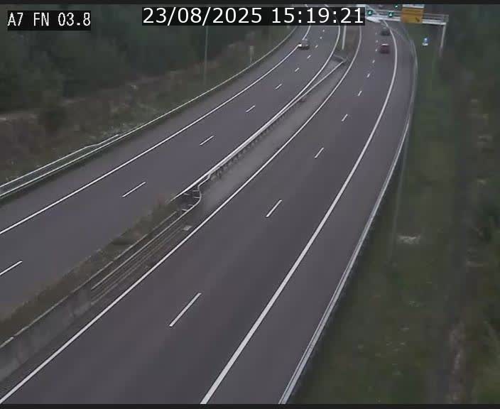 <h2>Caméra autoroute Luxembourg A7 - Passage à gibier Rëngelbour - direction Tunnel Stafelter</h2>