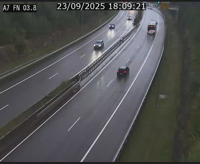 Caméra autoroute Luxembourg A7 - Passage à gibier Rëngelbour - direction Tunnel Stafelter