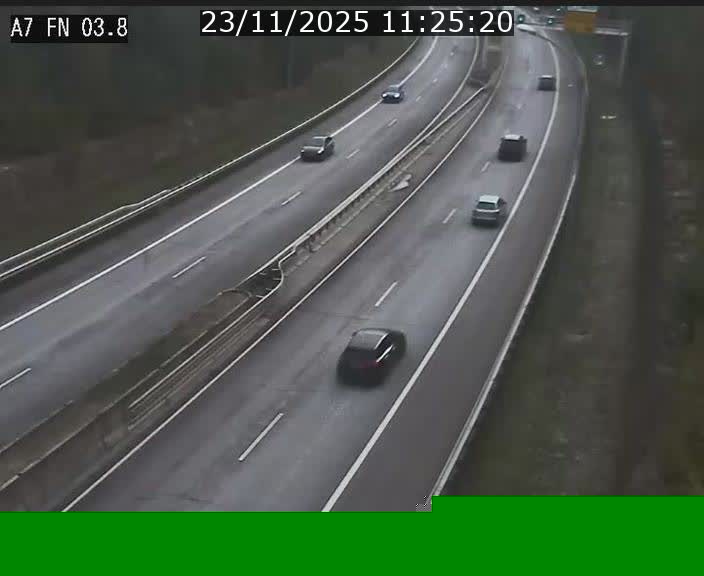 <h2>Caméra autoroute Luxembourg A7 - Passage à gibier Rëngelbour - direction Tunnel Stafelter</h2>