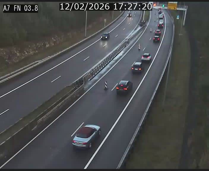 <h2>Caméra autoroute Luxembourg A7 - Passage à gibier Rëngelbour - direction Tunnel Stafelter</h2>