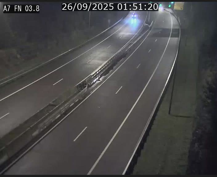 <h2>Caméra autoroute Luxembourg A7 - Passage à gibier Rëngelbour - direction Tunnel Stafelter</h2>