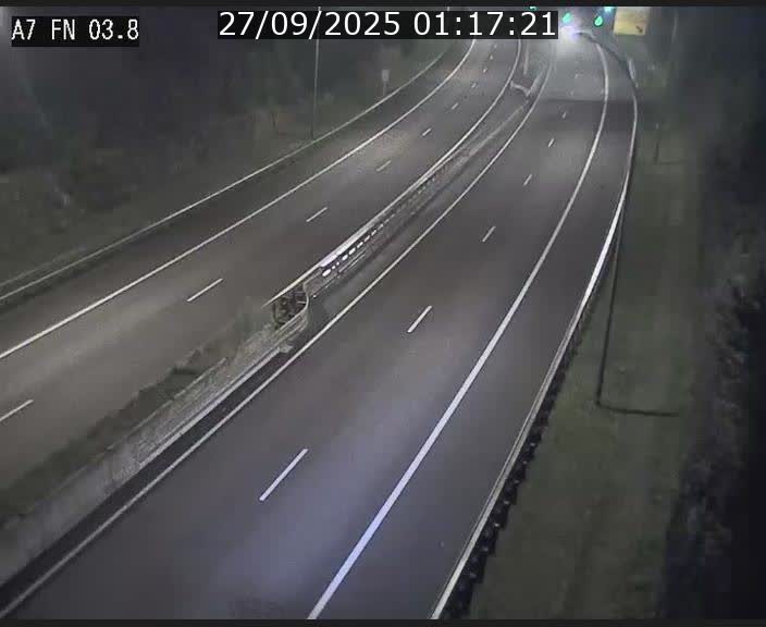 <h2>Caméra autoroute Luxembourg A7 - Passage à gibier Rëngelbour - direction Tunnel Stafelter</h2>