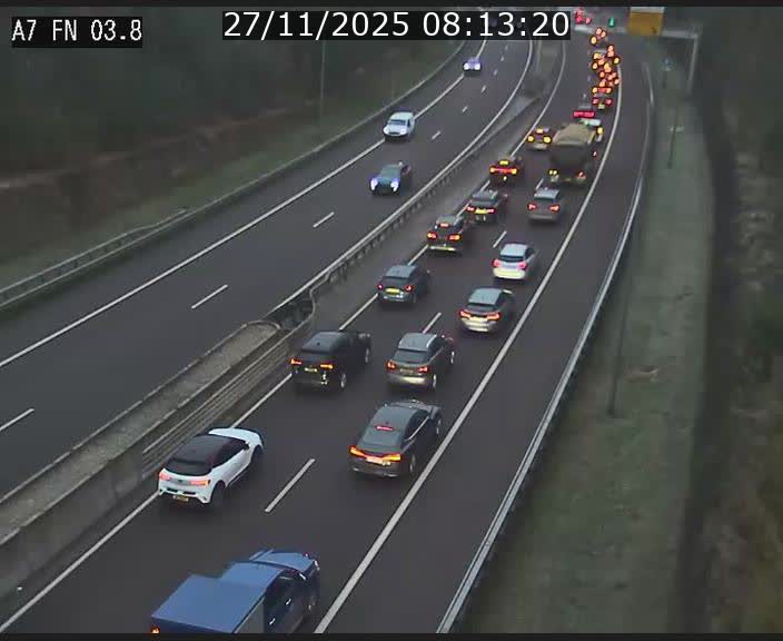 <h2>Caméra autoroute Luxembourg A7 - Passage à gibier Rëngelbour - direction Tunnel Stafelter</h2>
