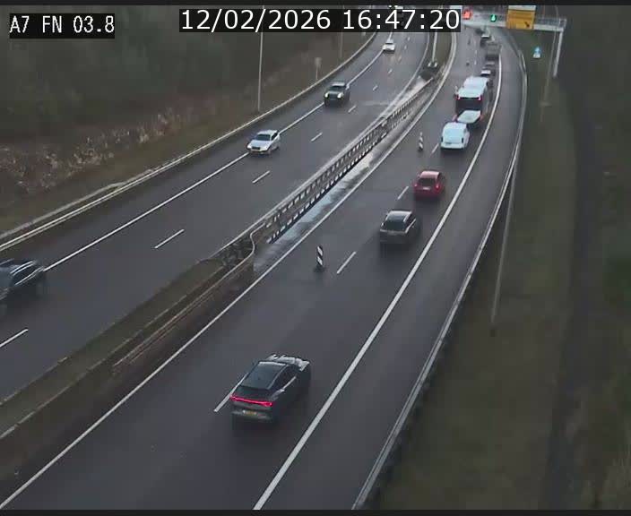<h2>Caméra autoroute Luxembourg A7 - Passage à gibier Rëngelbour - direction Tunnel Stafelter</h2>