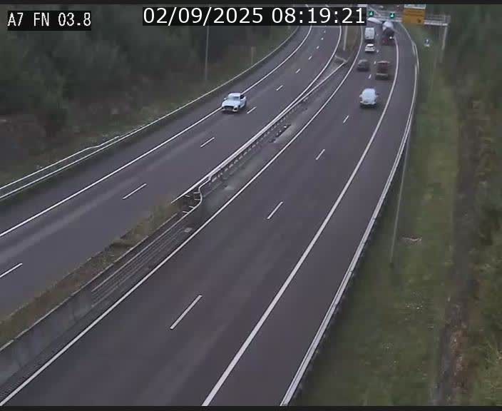 <h2>Caméra autoroute Luxembourg A7 - Passage à gibier Rëngelbour - direction Tunnel Stafelter</h2>