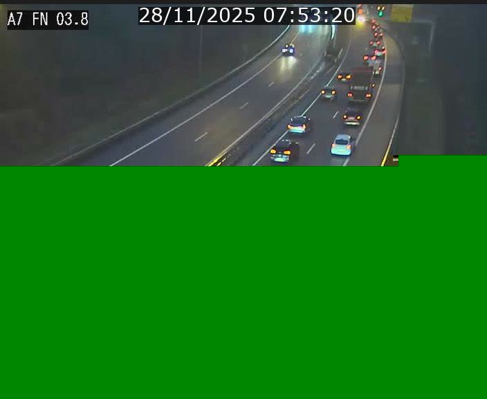 <h2>Caméra autoroute Luxembourg A7 - Passage à gibier Rëngelbour - direction Tunnel Stafelter</h2>