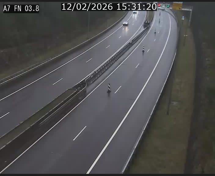 <h2>Caméra autoroute Luxembourg A7 - Passage à gibier Rëngelbour - direction Tunnel Stafelter</h2>