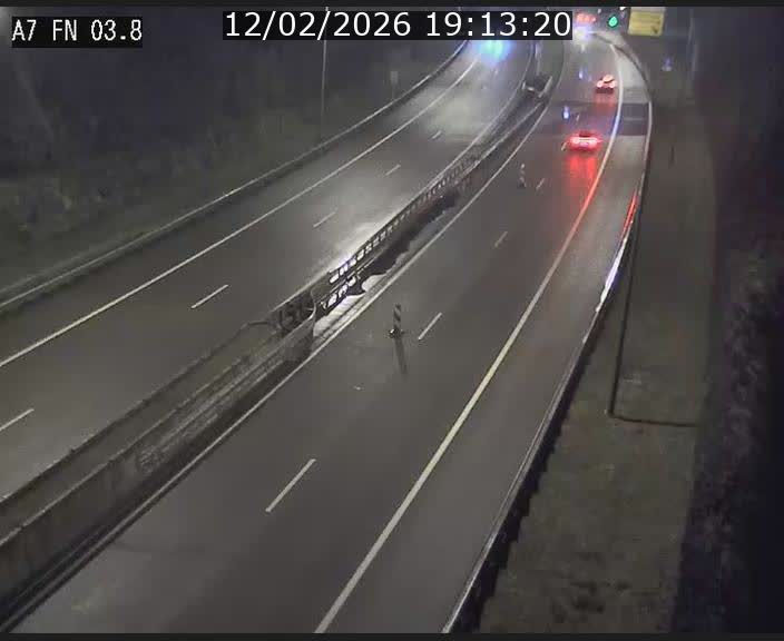 <h2>Caméra autoroute Luxembourg A7 - Passage à gibier Rëngelbour - direction Tunnel Stafelter</h2>