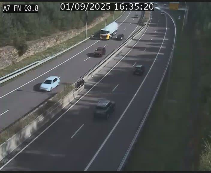 <h2>Caméra autoroute Luxembourg A7 - Passage à gibier Rëngelbour - direction Tunnel Stafelter</h2>
