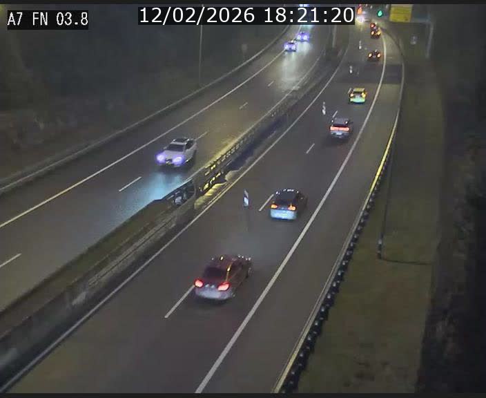 <h2>Caméra autoroute Luxembourg A7 - Passage à gibier Rëngelbour - direction Tunnel Stafelter</h2>