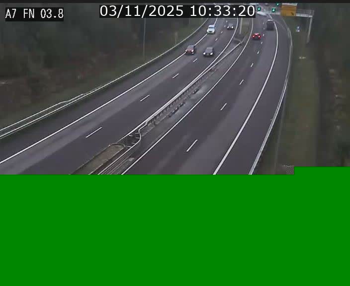 <h2>Caméra autoroute Luxembourg A7 - Passage à gibier Rëngelbour - direction Tunnel Stafelter</h2>