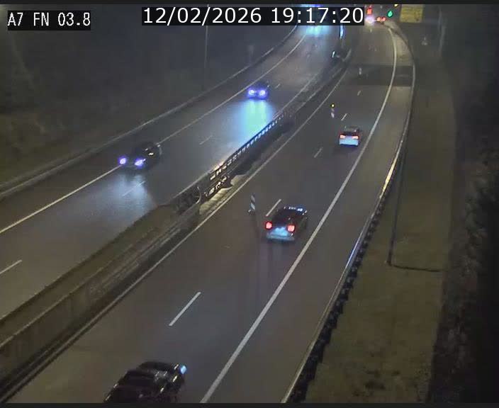 <h2>Caméra autoroute Luxembourg A7 - Passage à gibier Rëngelbour - direction Tunnel Stafelter</h2>