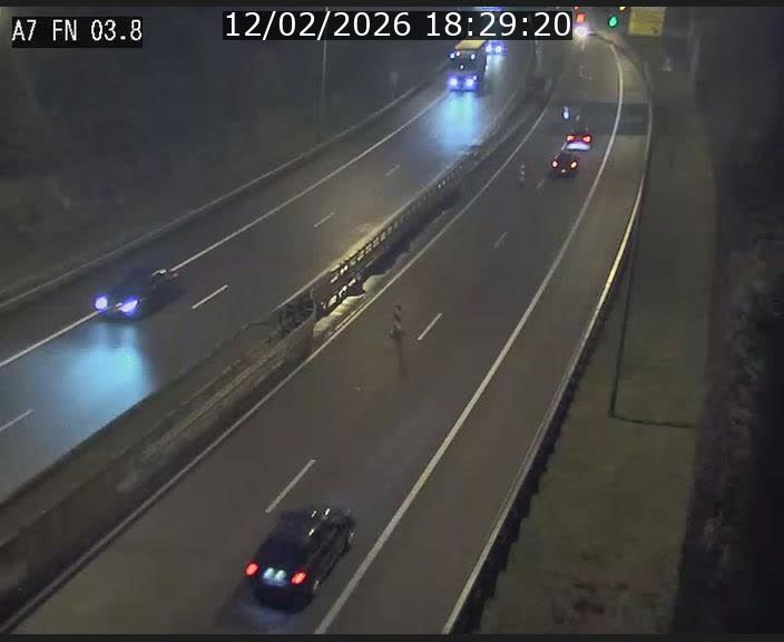 <h2>Caméra autoroute Luxembourg A7 - Passage à gibier Rëngelbour - direction Tunnel Stafelter</h2>