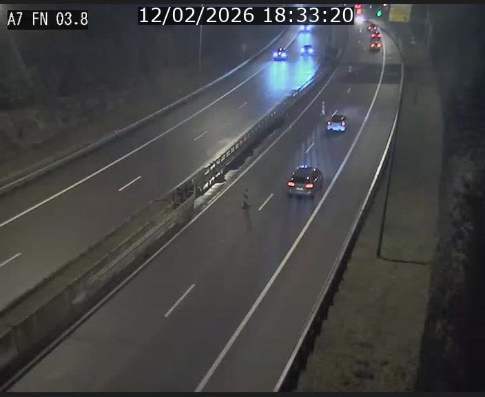 <h2>Caméra autoroute Luxembourg A7 - Passage à gibier Rëngelbour - direction Tunnel Stafelter</h2>